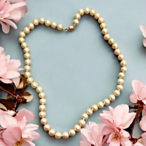Necklace  -  Marcella Pearl Necklace 18 Inches signed  Vintage KnottedVintage Ma